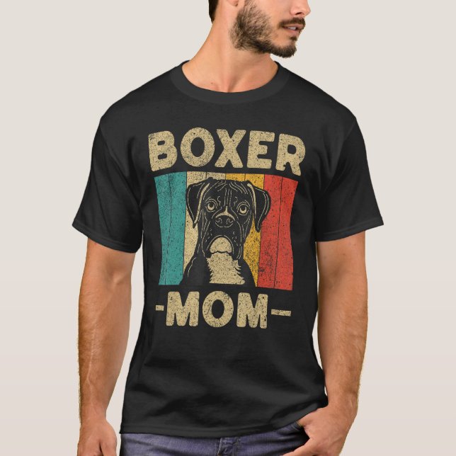 Boxer Mom  Retro Boxer T-Shirt (Front)