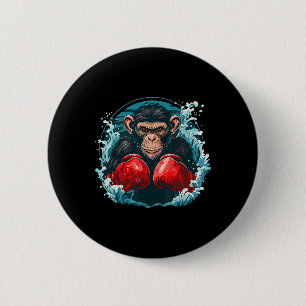 Boxer Monkey With Boxing Gloves Kickboxing Funny B 6 Cm Round Badge