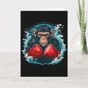 Boxer Monkey With Boxing Gloves Kickboxing Funny B Card