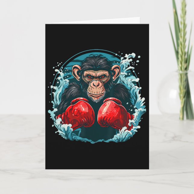 Boxer Monkey With Boxing Gloves Kickboxing Funny B Card (Front)