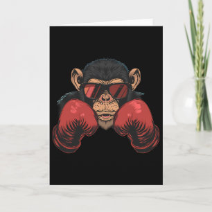 Boxer Monkey With Boxing Gloves Kickboxing Funny B Card