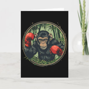 Boxer Monkey With Boxing Gloves Kickboxing Funny B Card