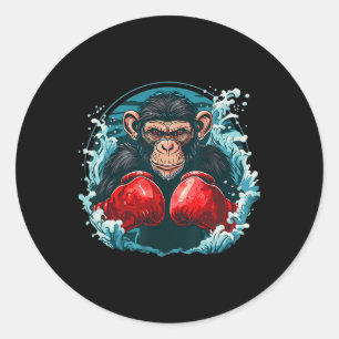 Boxer Monkey With Boxing Gloves Kickboxing Funny B Classic Round Sticker