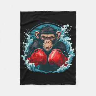 Boxer Monkey With Boxing Gloves Kickboxing Funny B Fleece Blanket