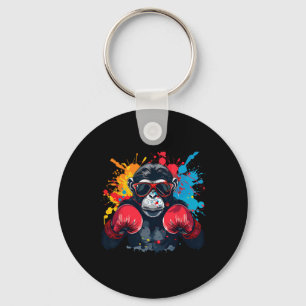 Boxer Monkey With Boxing Gloves Kickboxing Funny B Key Ring