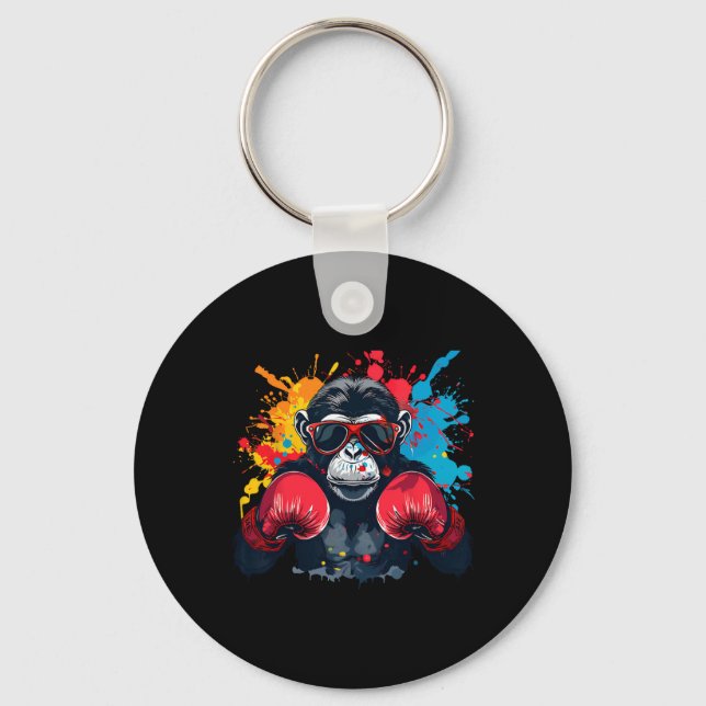Boxer Monkey With Boxing Gloves Kickboxing Funny B Key Ring (Front)
