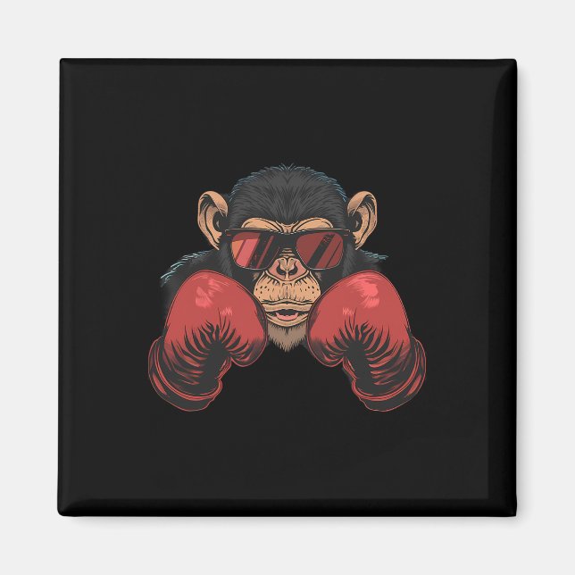 Boxer Monkey With Boxing Gloves Kickboxing Funny B Magnet (Front)