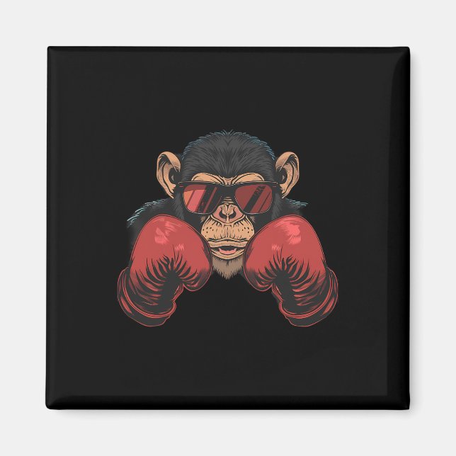 Boxer Monkey With Boxing Gloves Kickboxing Funny B Magnet (Front)