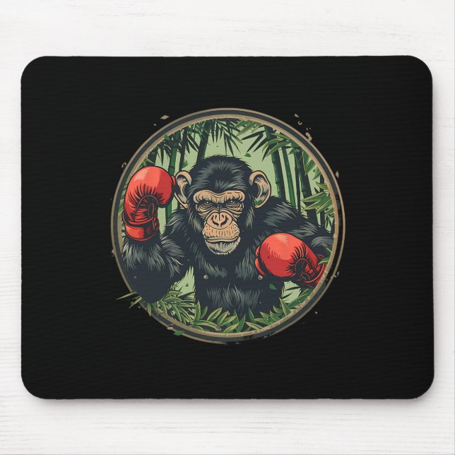 Boxer Monkey With Boxing Gloves Kickboxing Funny B Mouse Mat (Front)