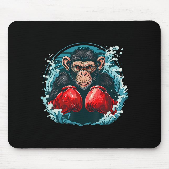 Boxer Monkey With Boxing Gloves Kickboxing Funny B Mouse Mat (Front)