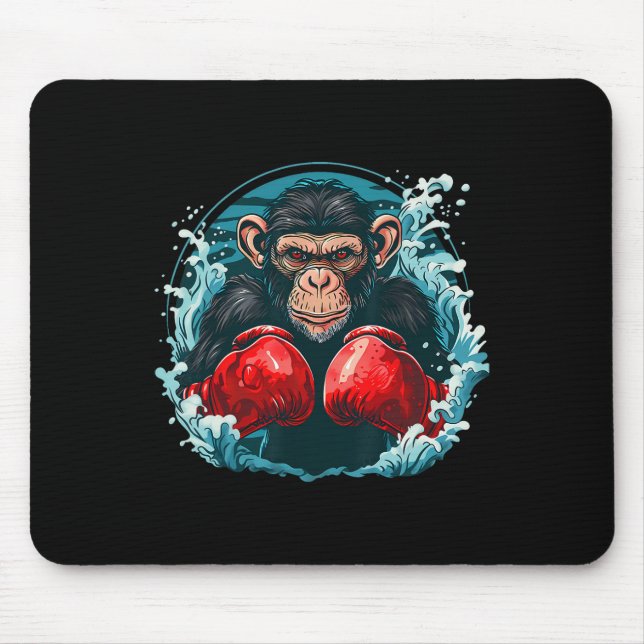 Boxer Monkey With Boxing Gloves Kickboxing Funny B Mouse Mat (Front)