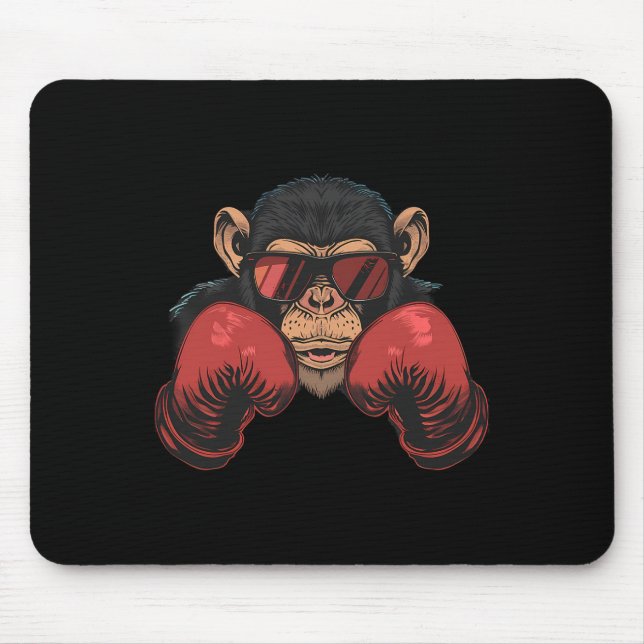 Boxer Monkey With Boxing Gloves Kickboxing Funny B Mouse Mat (Front)