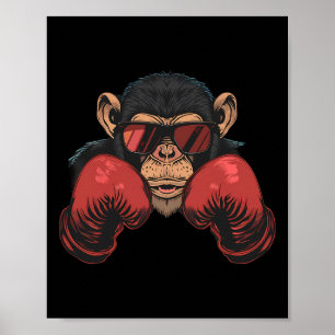 Boxer Monkey With Boxing Gloves Kickboxing Funny B Poster