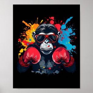 Boxer Monkey With Boxing Gloves Kickboxing Funny B Poster