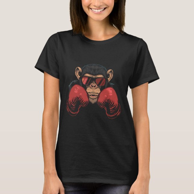 Boxer Monkey With Boxing Gloves Kickboxing Funny B T-Shirt (Front)