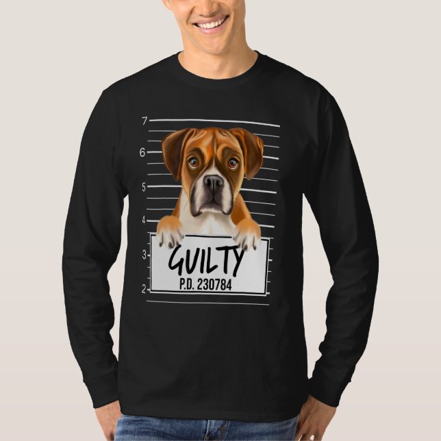 Boxer Mugshot Guilty Dog T-Shirt (Front)