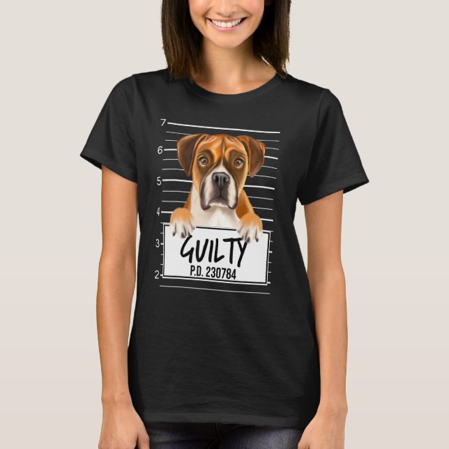 Boxer Mugshot Guilty Dog T-Shirt (Front)