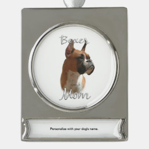 Boxer Mum 2 Silver Plated Banner Ornament