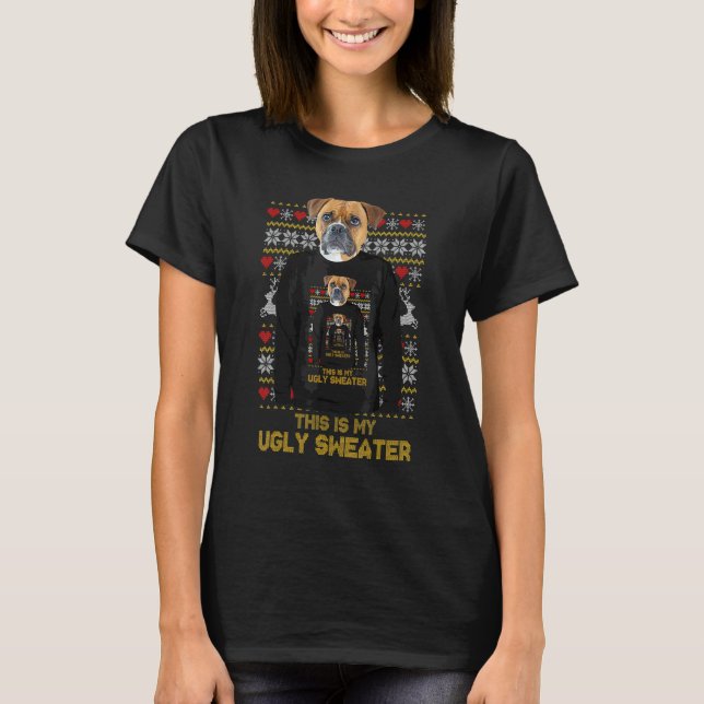 Boxer Mum Dad Dog Ugly Christmas Sweater (Front)