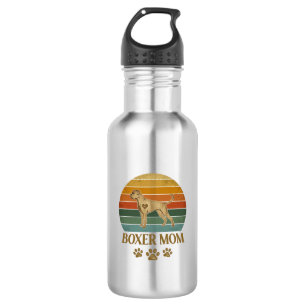 Boxer Mum Dog Retro Sunset Paw Prints_1 532 Ml Water Bottle