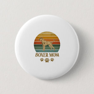 Boxer Mum Dog Retro Sunset Paw Prints_1 6 Cm Round Badge