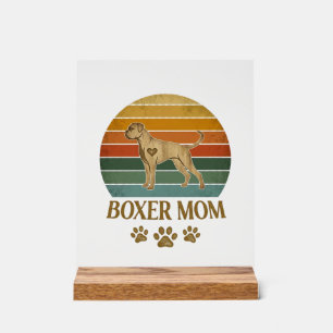 Boxer Mum Dog Retro Sunset Paw Prints_1 Acrylic Sign