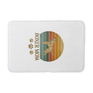 Boxer Mum Dog Retro Sunset Paw Prints_1 Bath Mat