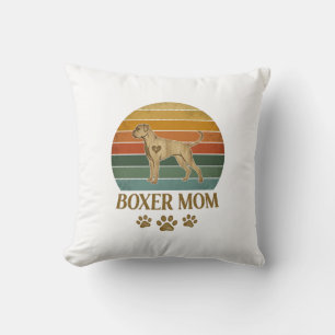 Boxer Mum Dog Retro Sunset Paw Prints_1 Cushion