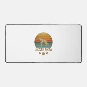 Boxer Mum Dog Retro Sunset Paw Prints_1 Desk Mat