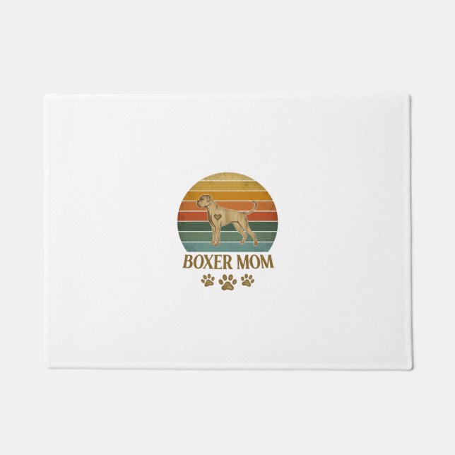 Boxer Mum Dog Retro Sunset Paw Prints_1 Doormat (Front)