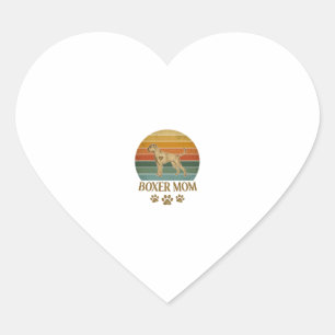 Boxer Mum Dog Retro Sunset Paw Prints_1 Heart Sticker