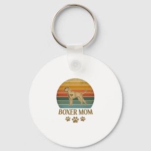 Boxer Mum Dog Retro Sunset Paw Prints_1 Key Ring