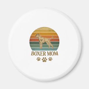 Boxer Mum Dog Retro Sunset Paw Prints_1 Magnet