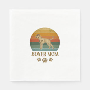 Boxer Mum Dog Retro Sunset Paw Prints_1 Napkin