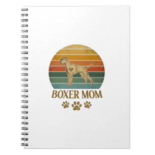Boxer Mum Dog Retro Sunset Paw Prints_1 Notebook