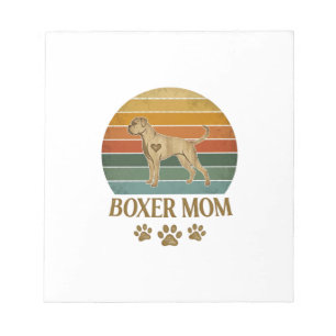 Boxer Mum Dog Retro Sunset Paw Prints_1 Notepad
