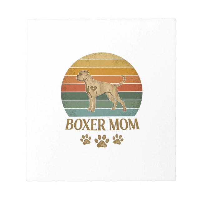 Boxer Mum Dog Retro Sunset Paw Prints_1 Notepad (Front)