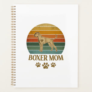 Boxer Mum Dog Retro Sunset Paw Prints_1 Planner
