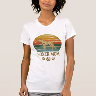 Boxer Mum Dog Retro Sunset Paw Prints_1 T-Shirt