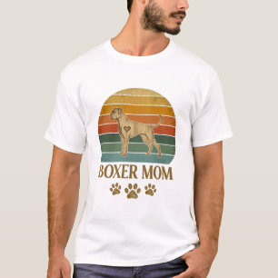 Boxer Mum Dog Retro Sunset Paw Prints_1 T-Shirt