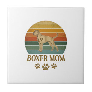 Boxer Mum Dog Retro Sunset Paw Prints_1 Tile