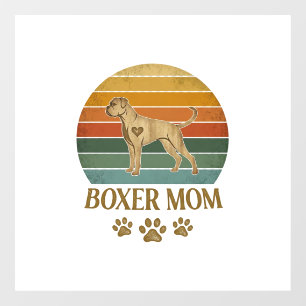 Boxer Mum Dog Retro Sunset Paw Prints_1 Window Cling