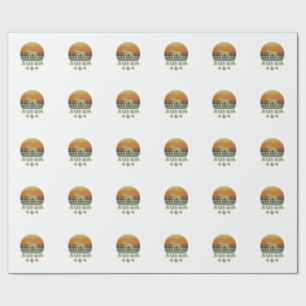 Boxer Mum Dog Retro Sunset Paw Prints_1 Wrapping Paper