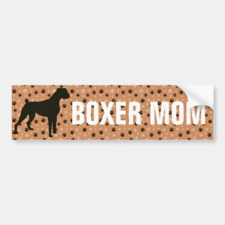 Boxer Mum dog silhouette paw prints Bumper Sticker