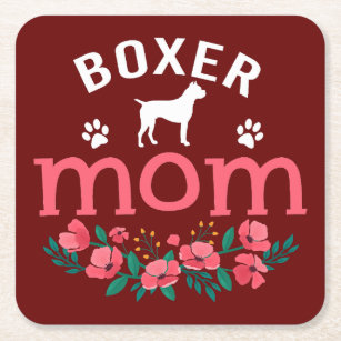 Boxer Mum Gifts Womens Cute Boxer Dog Lover Owner  Square Paper Coaster