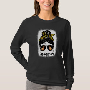 Boxer Mum Messy Bun Hair Leopard Print Glasses Dog T-Shirt
