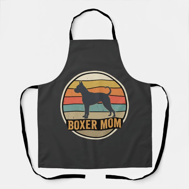 Boxer Mum Retro Sunset Dog Apron (Front)
