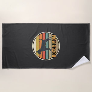 Boxer Mum Retro Sunset Dog Beach Towel