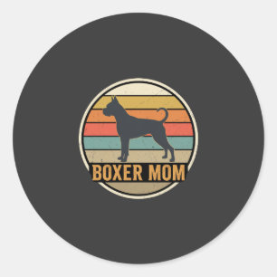 Boxer Mum Retro Sunset Dog Classic Round Sticker