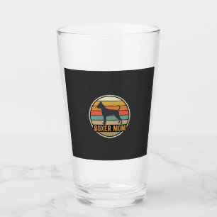 Boxer Mum Retro Sunset Dog Glass